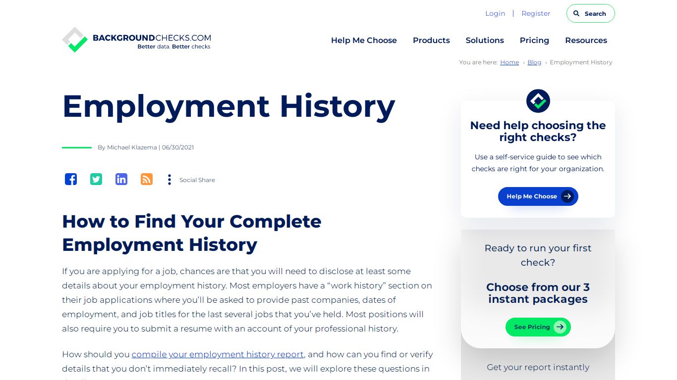 Employment History - background checks